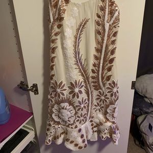 Tight Floral Sequined Dress